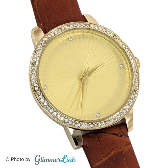 Manhattan by Croton Womens Brown Leather Strap Watch NWOT - Picture 5 of 10